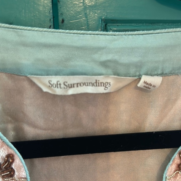 Soft Surroundings Moroccan beaded Blush Velvet Blouse with Embroidery - Picture 2 of 7